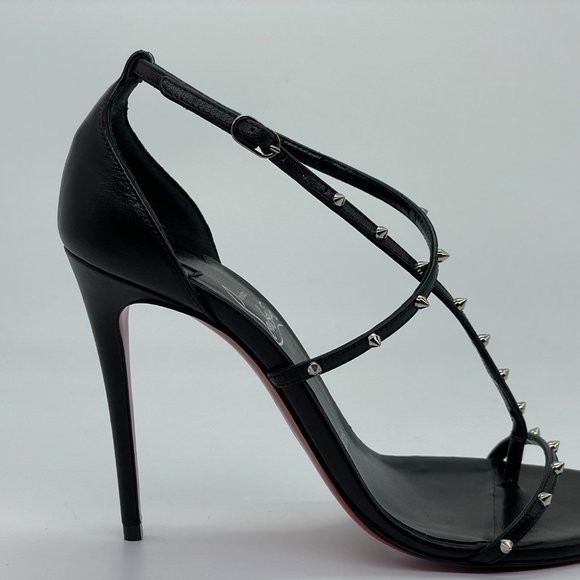 Christian Louboutin RIOJANA SPIKES 100 Strappy Studded Heels Sandals Shoes - Picture 14 of 16